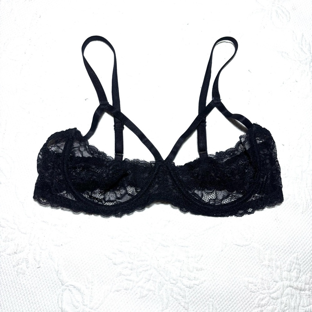 Sexy Escante Black Lace Strappy Shelf Bra!
